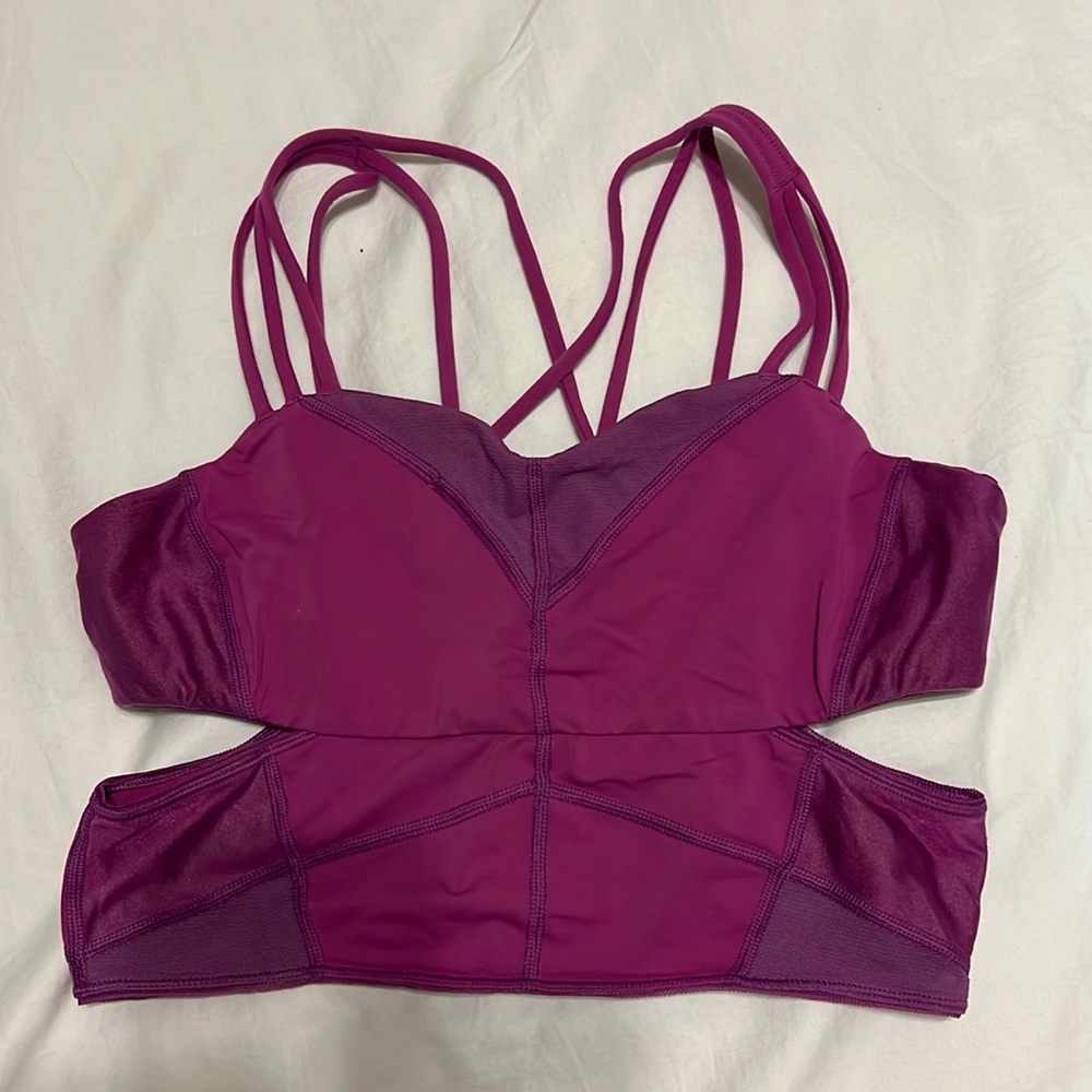 Magenta Lululemon Cut Out Cropped Sports Bra